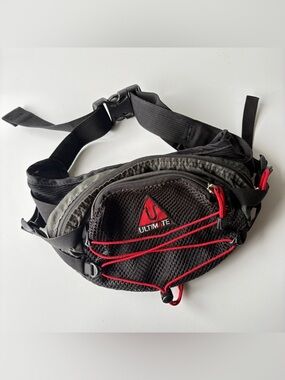 Ultimate Fanny Pack Travel Hiking Waist Pouch Bag Red Black Zip Adjustable Waist